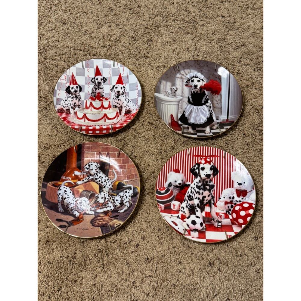Hamilton Collection "Dalmatian Celebration" Plates 4 total With Hangers